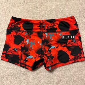 FLEO Red Sunflower Shorts OG CrossFit Bike Short Booty Originals